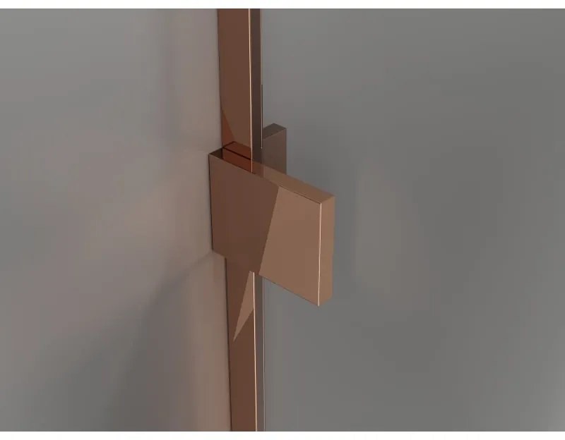 Mexen Lunar-F L, 1-krídlový sprchový kút so skladacími dverami, pravý, 80 x 70 cm, 8mm číre sklo, ružové zlato profil, 836L-080-070-60-00-P