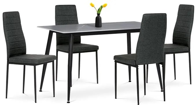 Autronic BONTEC Jedálenský set so 4 stoličkami, 130x70x76cm mramor, ASE-1003 BK2 Farba: Čierna