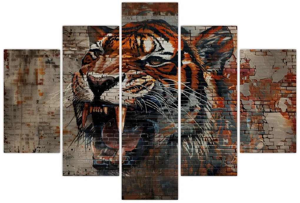 Obraz - Tiger z tehál (150x105 cm)