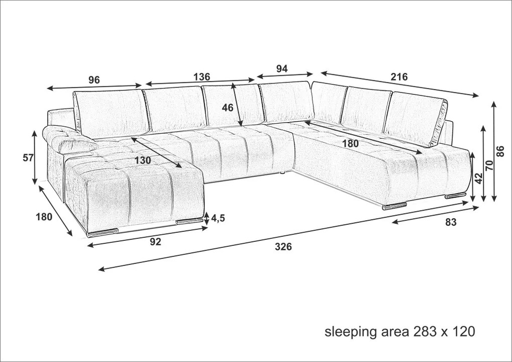 ROHOVÁ SEDAČKA CAMERON U 326 x 216 cm