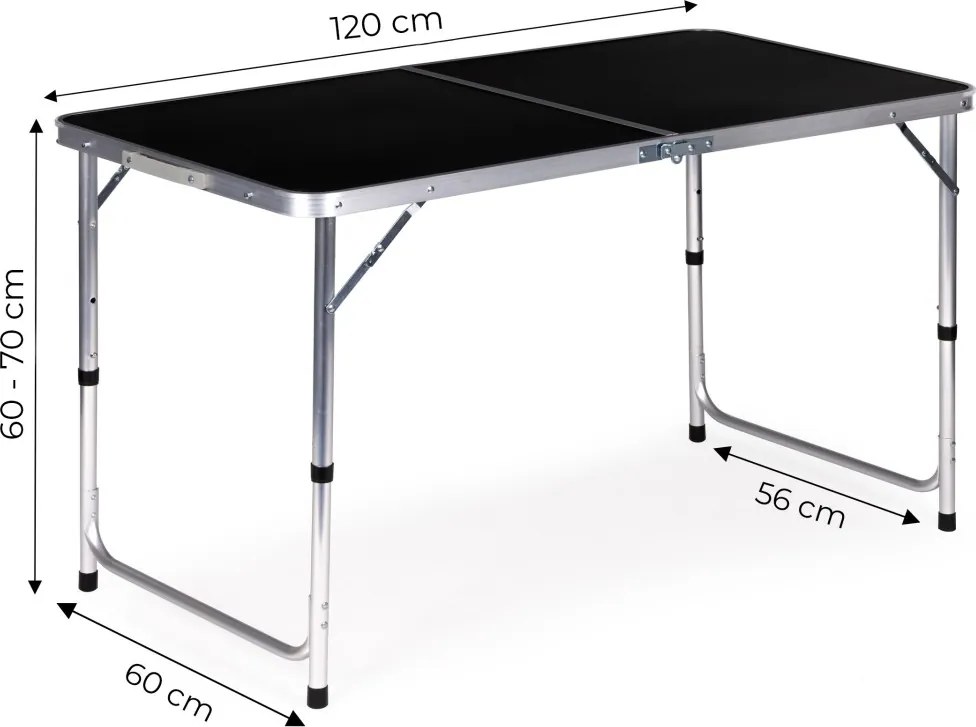 Skládací turistický stůl Veloca 120x60 cm černý