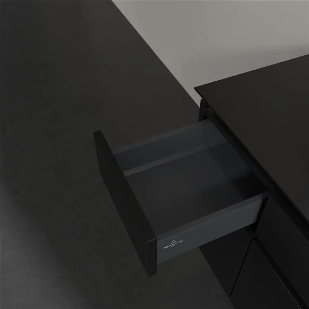 VILLEROY &amp; BOCH Legato závesná skrinka pod umývadlo na dosku (umývadlo v strede), 5 zásuviek, 1200 x 500 x 550 mm, Black Matt Lacquer, B75800PD