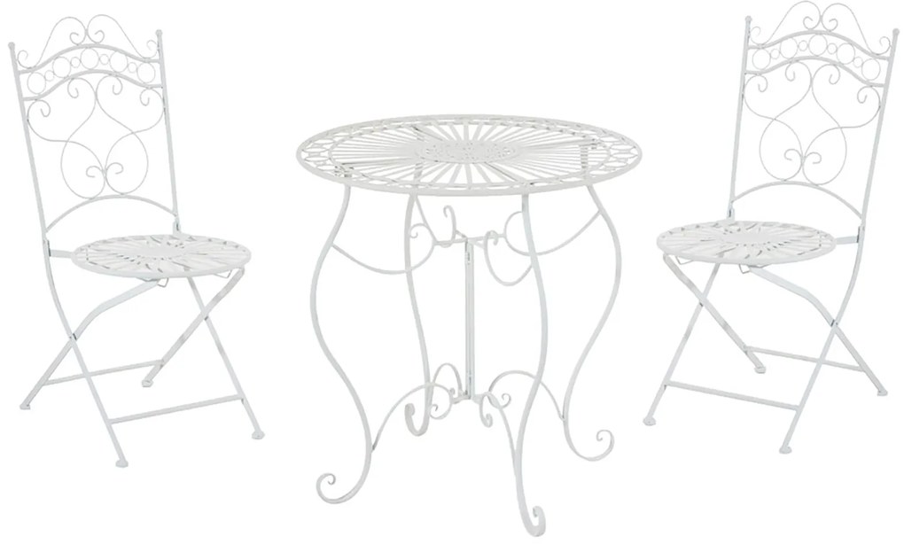 Súprava kovových stoličiek a stola Indra (SET 2+1) - Biela
