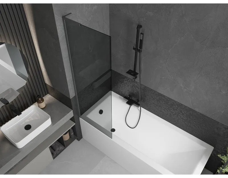 Mexen Next L, 1-krídlová vaňová zástena 60 x 150 cm, 6mm šedé sklo, grafitový profil, 895-060-000-03-40-95