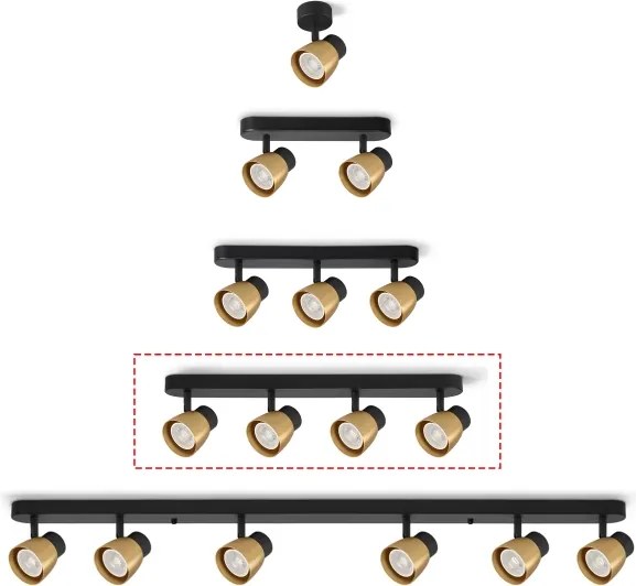 Brilagi - Bodové svietidlo NUGGET 4xGU10/30W/230V čierna/zlatá