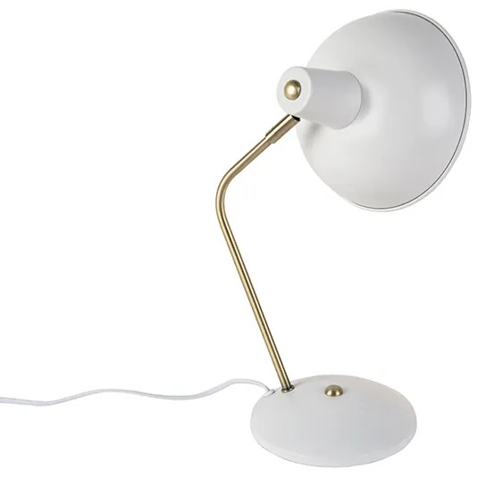 Retro stolná lampa biela s bronzom - Milou