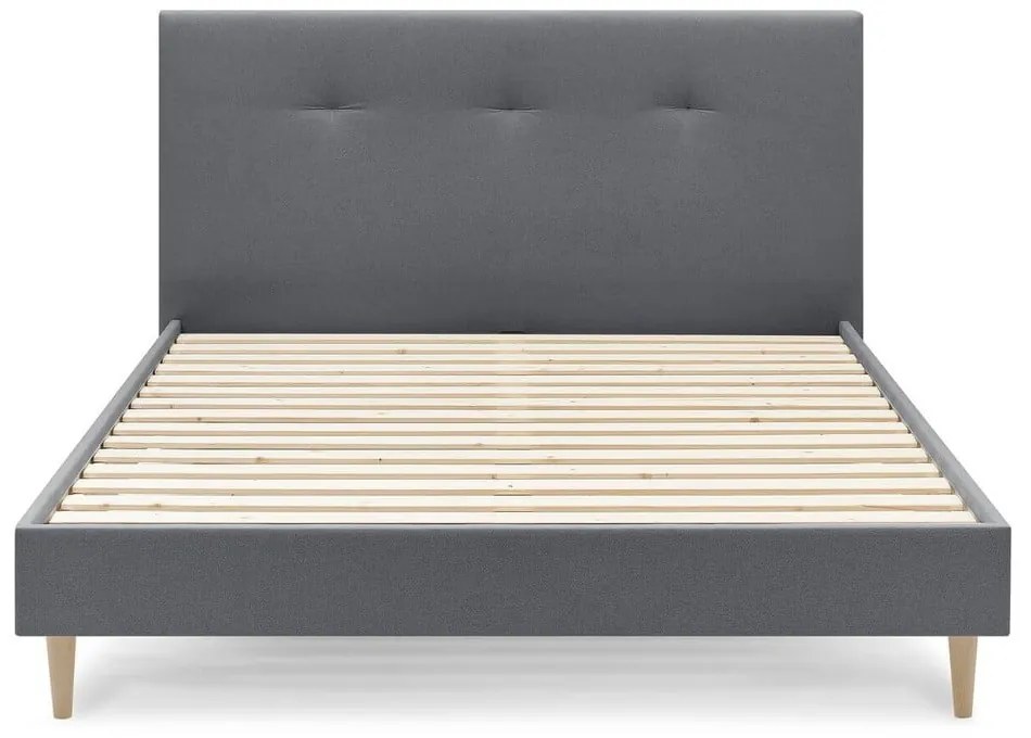 Tmavosivá čalúnená dvojlôžková posteľ s roštom 180x200 cm Tory - Bobochic Paris