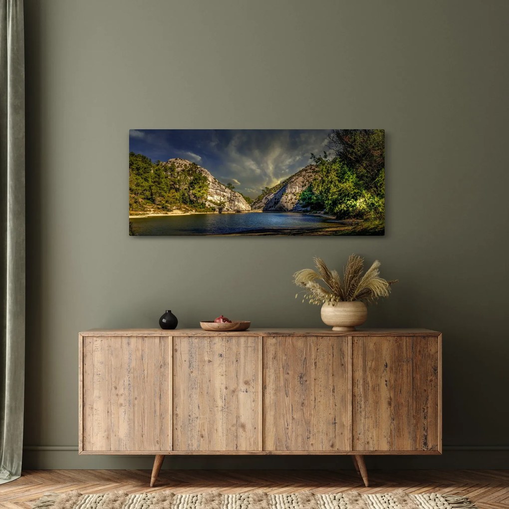 Obraz krajiny s jazerom (120x50 cm)