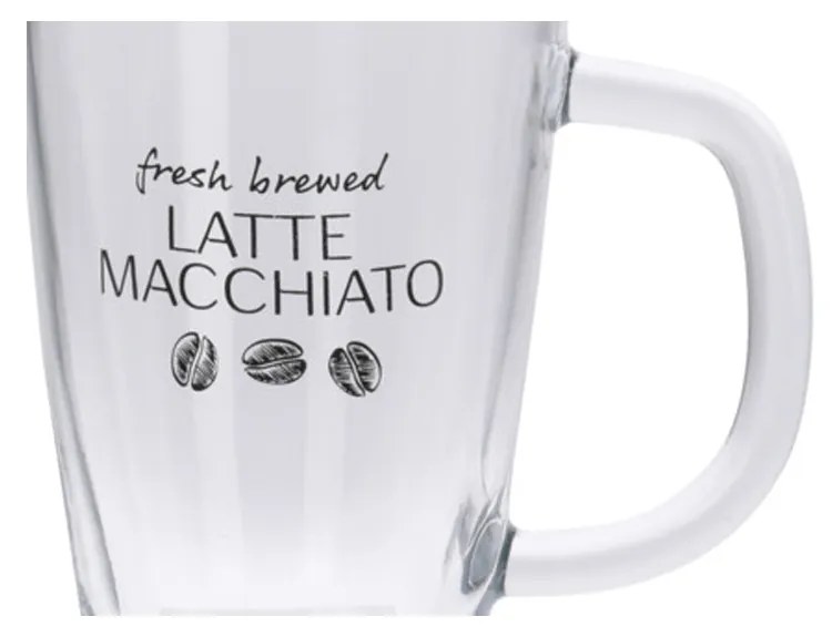 Sklenený hrnček s lyžičkou Latte 300 ml sada 2ks