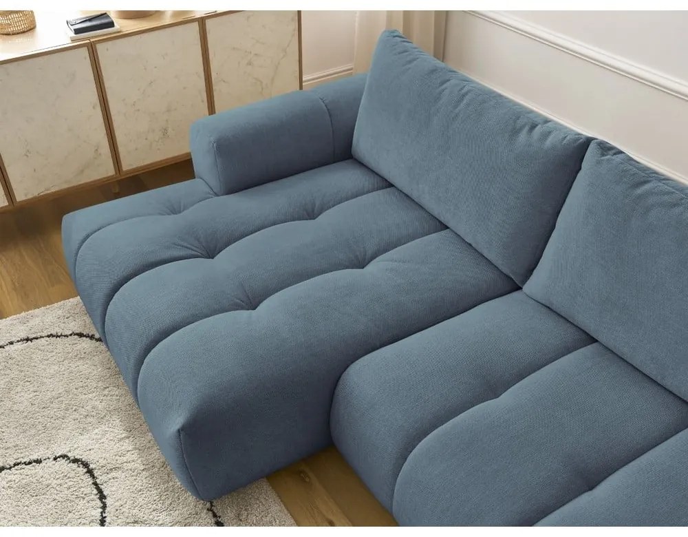 Modrá rozkladacia/s úložným priestorom rohová pohovka (ľavý roh/s leňoškou) Fuji – Bobochic Paris