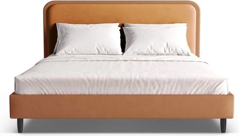 Oranžová čalúnená dvojlôžková posteľ s roštom 180x200 cm Aveline – Micadoni