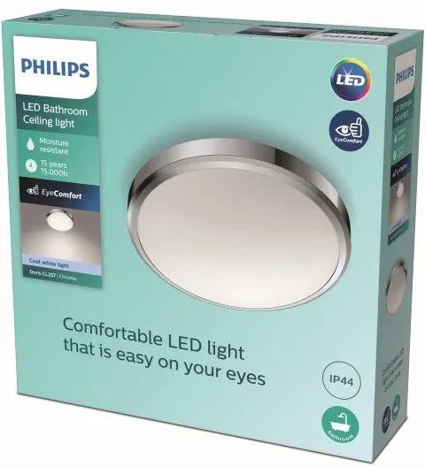 Philips Doris LED CL257 Stropné svietidlo do kúpeľne kruhové 17W/1700lm 313mm 4000K IP44 chróm