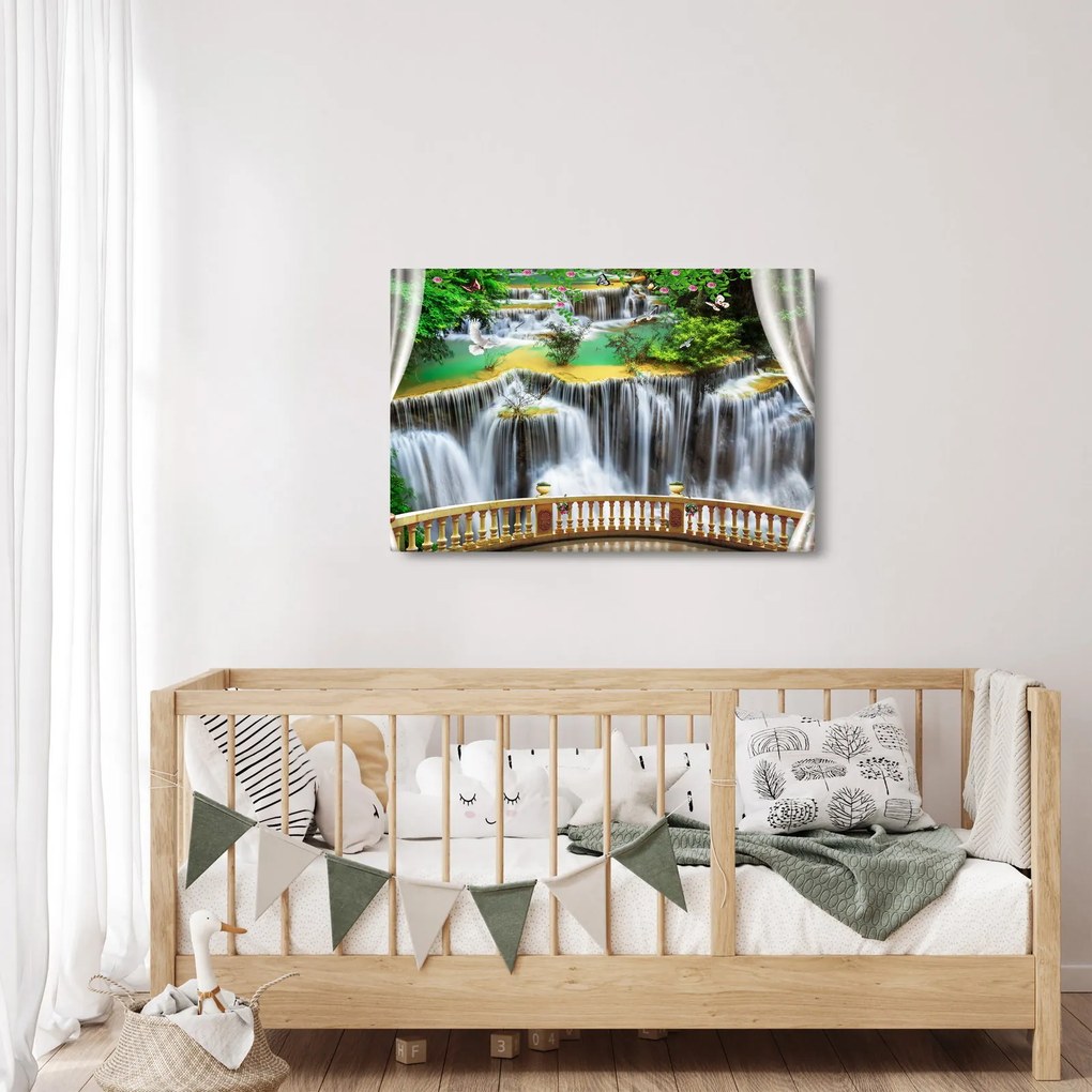 Obraz - Výhľad na kúzelné vodopády (90x60 cm)