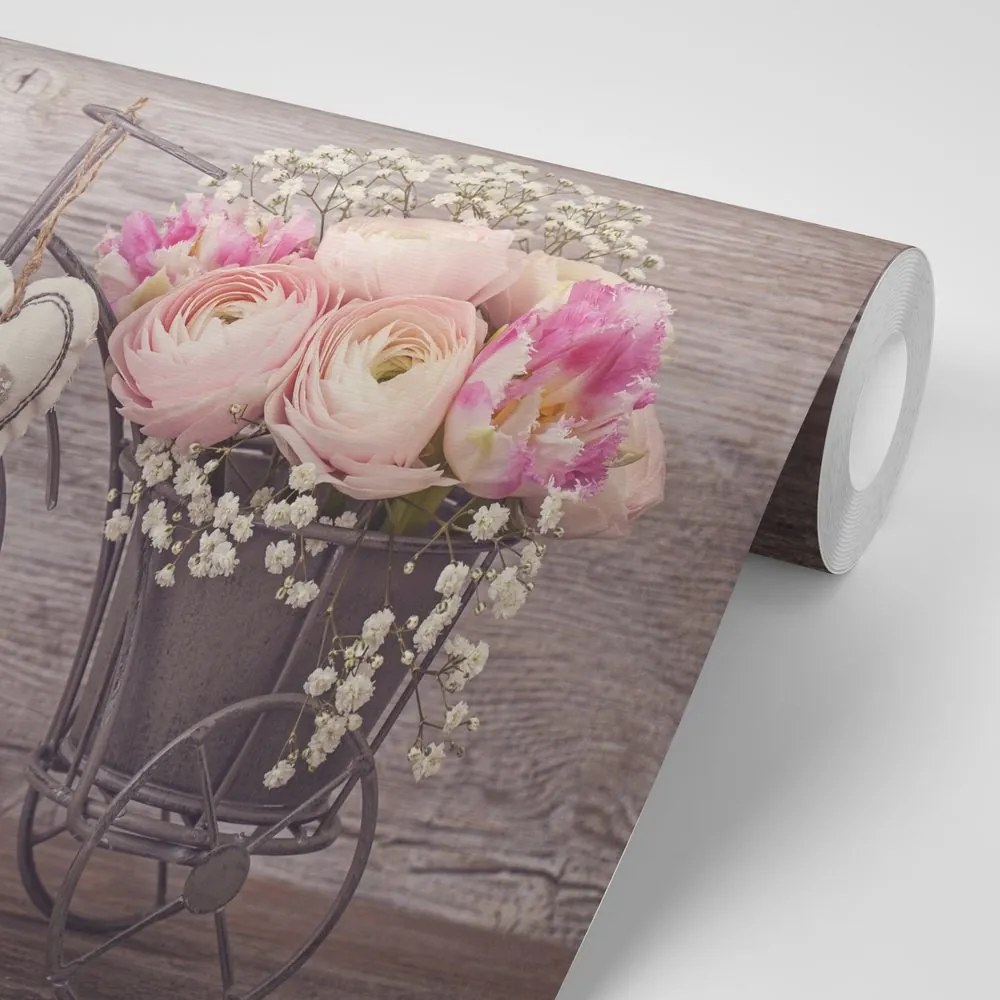 Samolepiaca fototapeta kvety vo vintage váze - 150x100