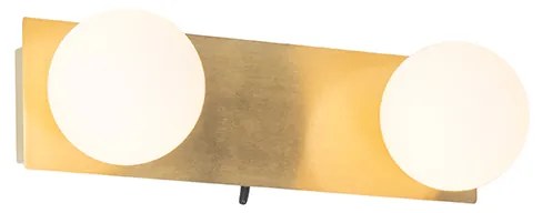 Nástenná lampa zlatá 28 cm IP44 2-svetlo s vypínačom - Cederic