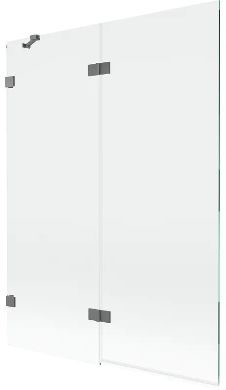 Mexen Lunar, 2-krídlová vaňová zástena ľavá 130 x 150 cm, číre sklo, grafitová, 897-130-100-95-00-L