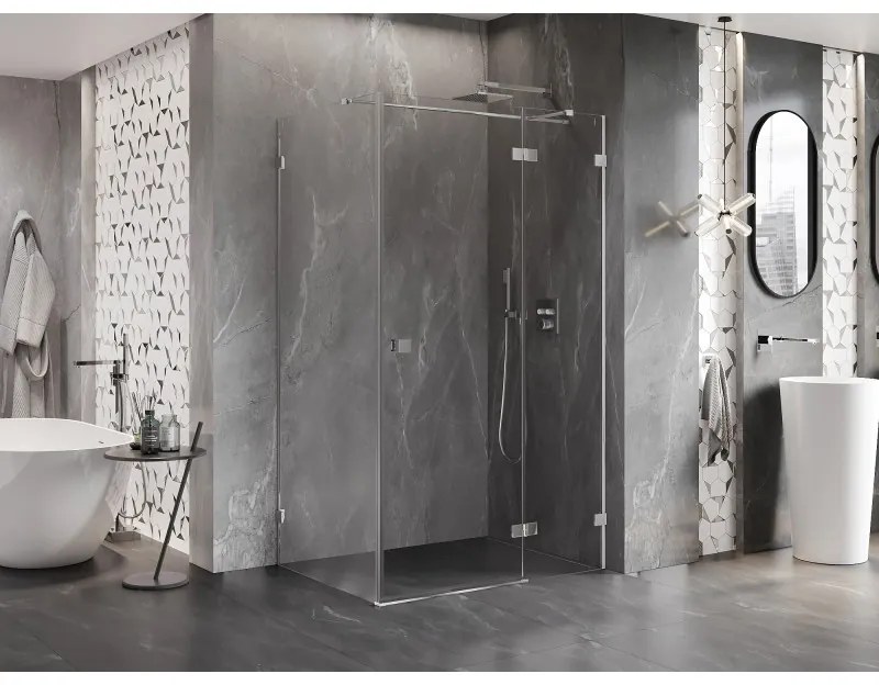 Mexen Lunar T, výklopný sprchový kút pravý 115 x 70 cm, 8mm číre sklo, chrómový profil, 834T-115-070-01-00-P