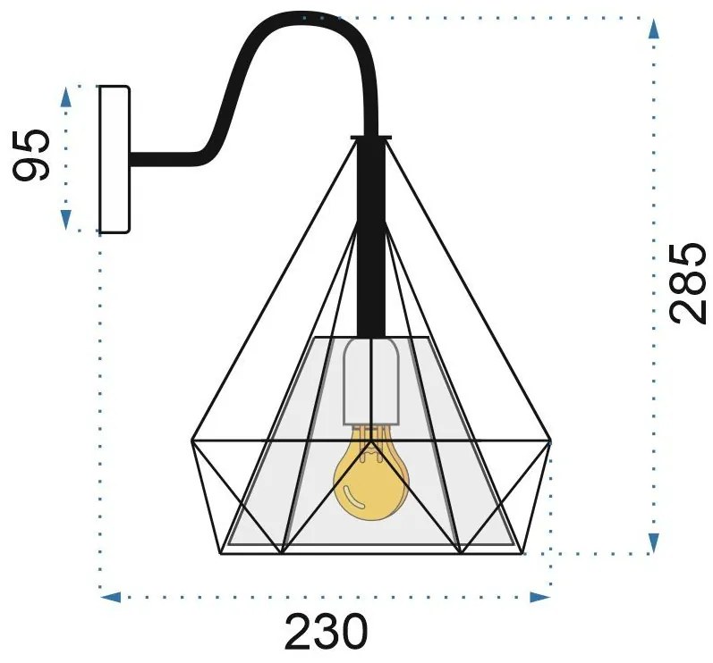 Toolight - nástenné kovové svietidlo BELLO 1xE27, čierna, OSW-06602