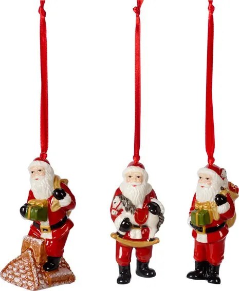 Villeroy & Boch Nostalgic Ornaments vianočná závesná dekorácia Santa Claus, 3 ks