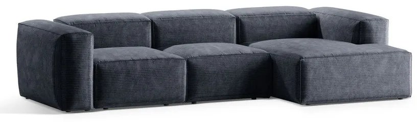 Sivomodrá menčestrová rohová pohovka (pravý roh/s leňoškou) Bergamo – Cosmopolitan Design