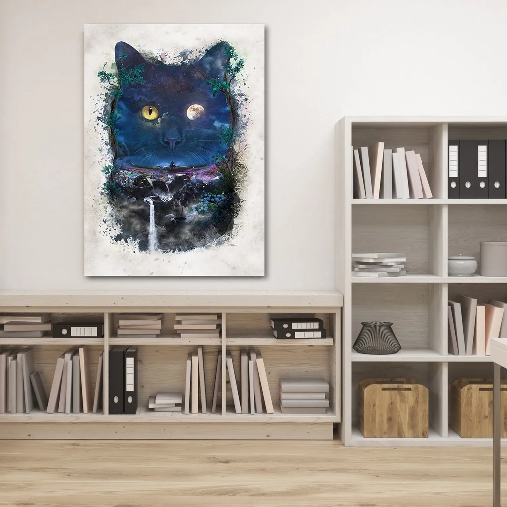 Gario Obraz na plátne Čierna mačka v noci - Barrett Biggers Rozmery: 80 x 120 cm
