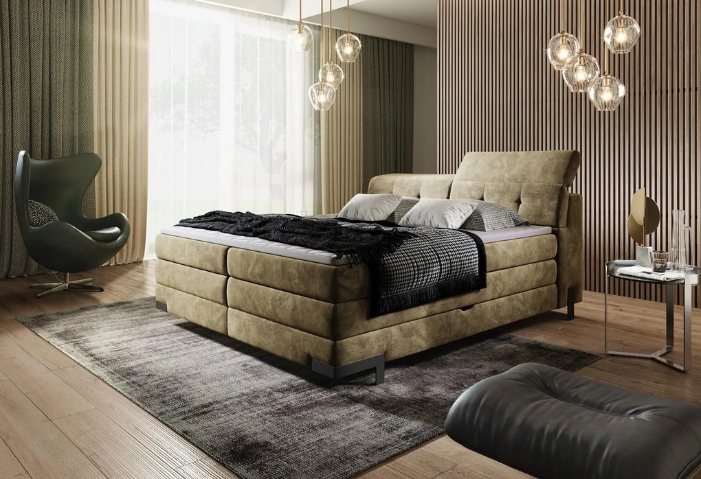 Luxusná box spring posteľ Massimo 180x200, hnedá Palladium