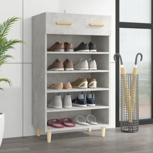 vidaXL Botník betónovo sivý 60x35x105 cm spracované drevo-