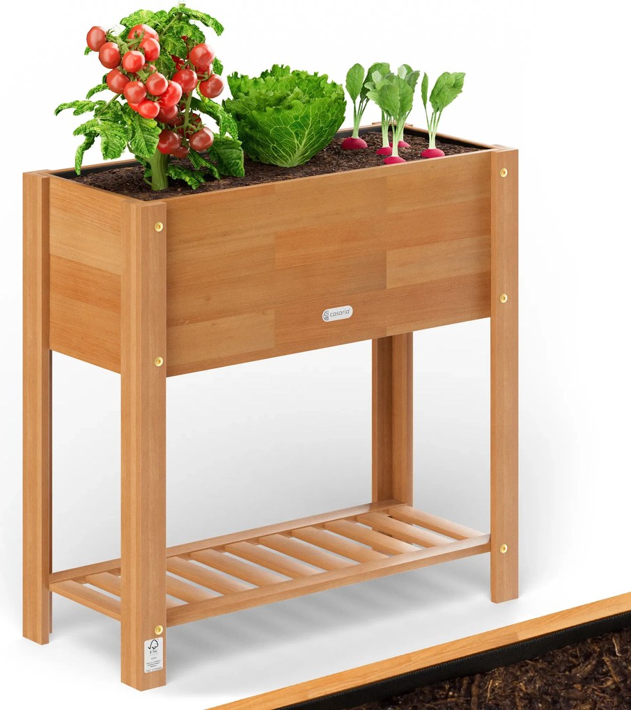Vyvýšený záhon Raidy 68 cm z akáciového dřeva hnědý