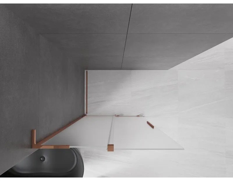 Mexen Velar L, posuvná sprchová zástena Walk-in 100 x 200 cm, 8mm sklo námraza, ružové zlato, 871-100-003-33-60