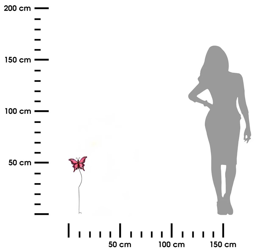 Zapichovacia záhradná dekorácia Butterflies, sada 3ks, 57,5 cm, kov, viacfarebná