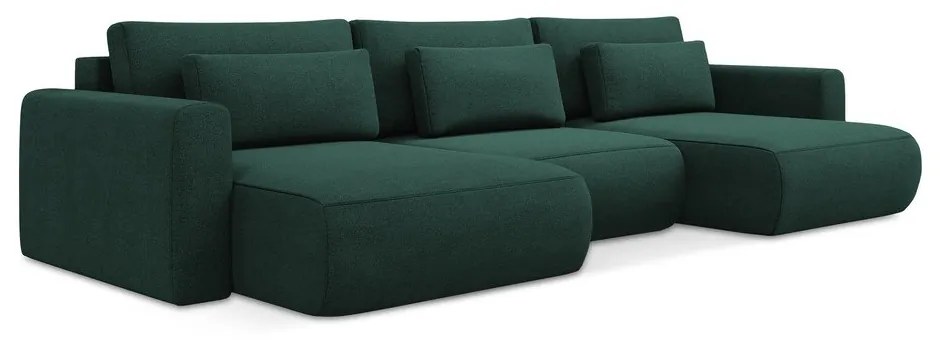 Zelená rozkladacia/s úložným priestorom rohová pohovka (do tvaru "U") Kapua – Makamii