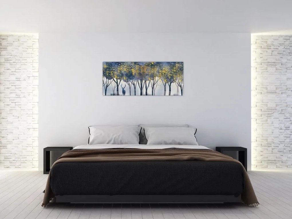 Obraz jeleňa v lese (120x50 cm)