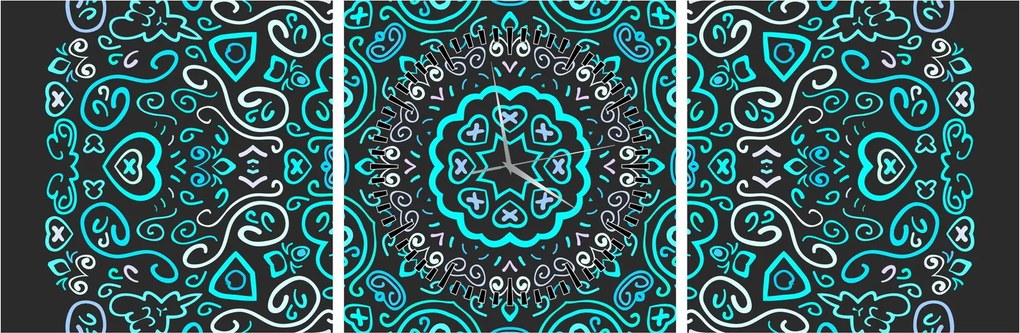 Obraz ornamentálne abstrakcie (s hodinami) (90x30 cm)