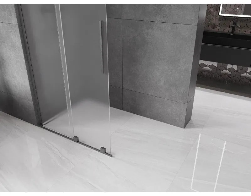Mexen Velar L, posuvná sprchová zástena Walk-in 120 x 200 cm, 8mm sklo námraza, grafit brúsený, 871-120-003-33-66