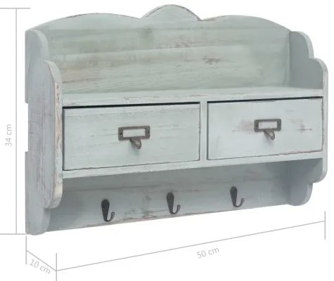 vidaXL Nástenný vešiak zelený 50x10x34 cm drevený-