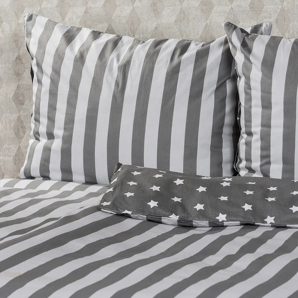 4Home Bavlnené obliečky Stars sivá, 140 x 220 cm, 70 x 90 cm