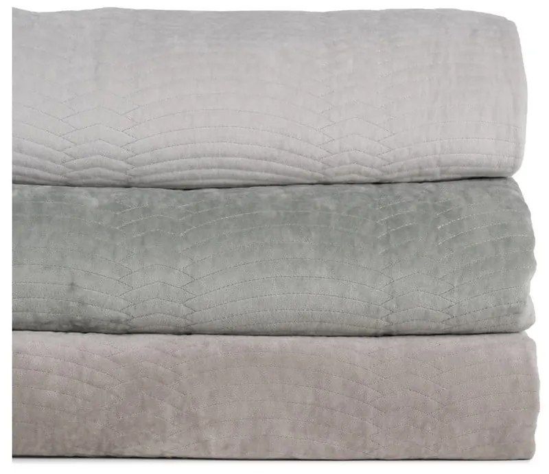 Sivý zamatový prešívaný pléd 180x260 cm – Ixia