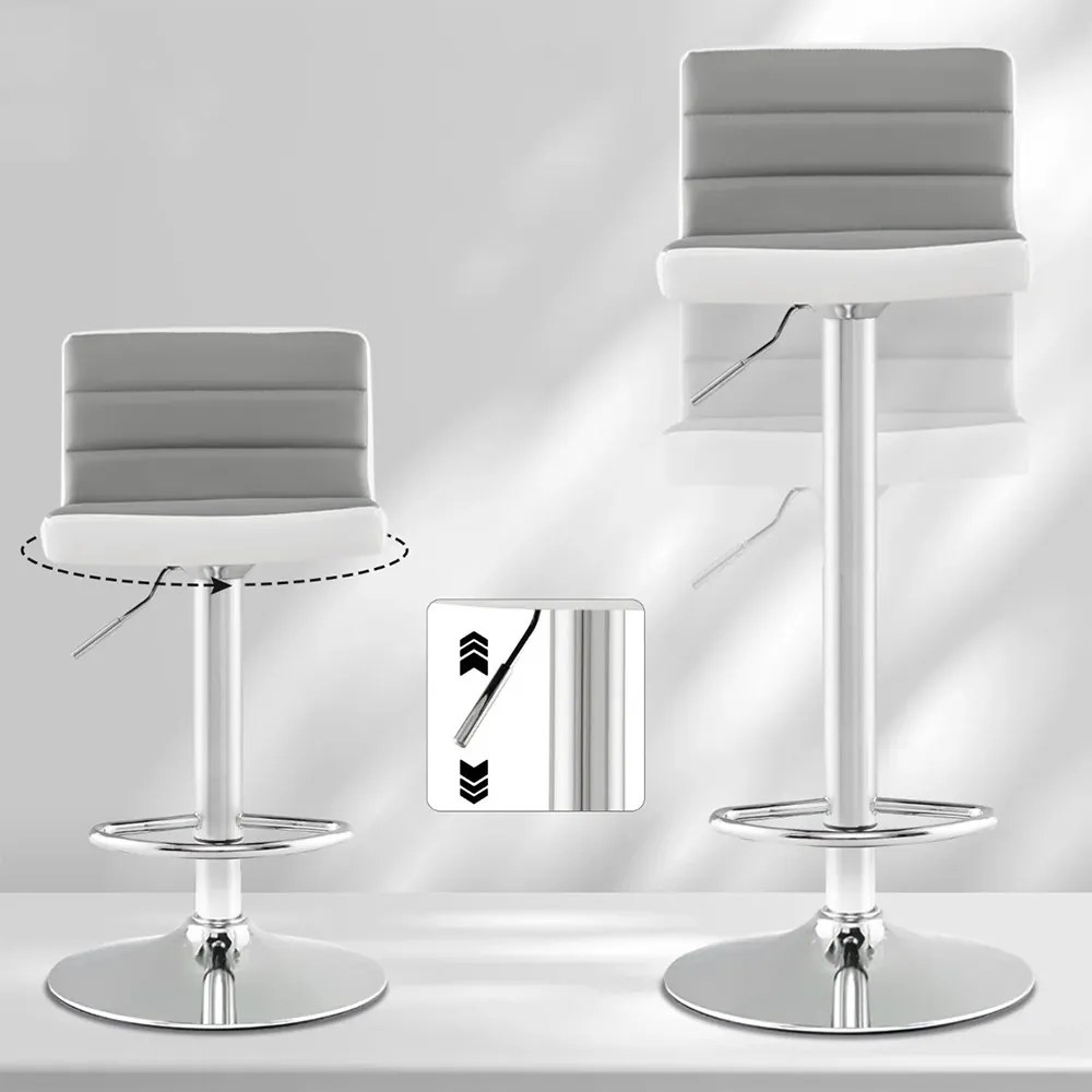 2-dielna nastaviteľná otočná barová stolička, sivá