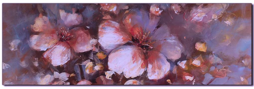 Obraz na plátne - Kvet mandlí, reprodukcia ručnej maľby - panoráma 5273FA (105x35 cm)