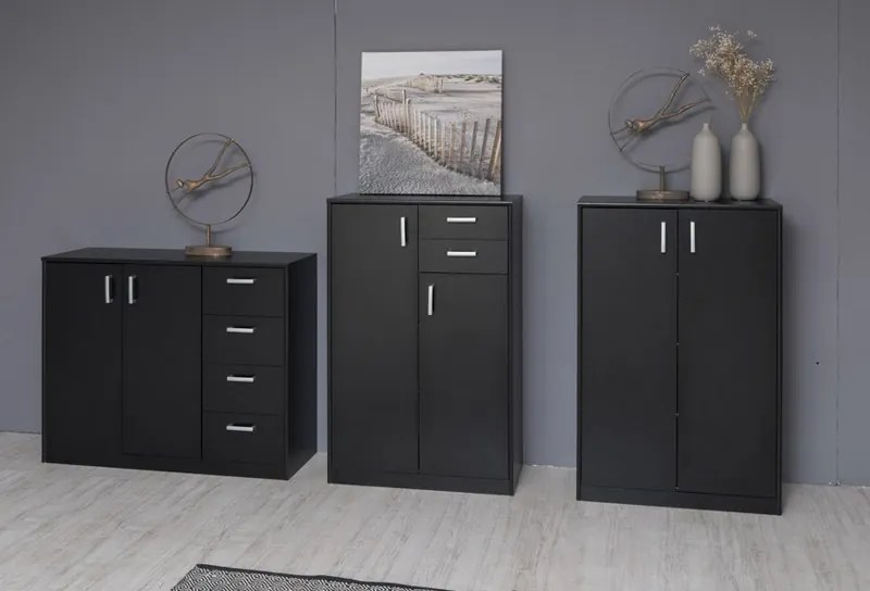 Vysoká kombinovaná komoda Mega 58, čierna