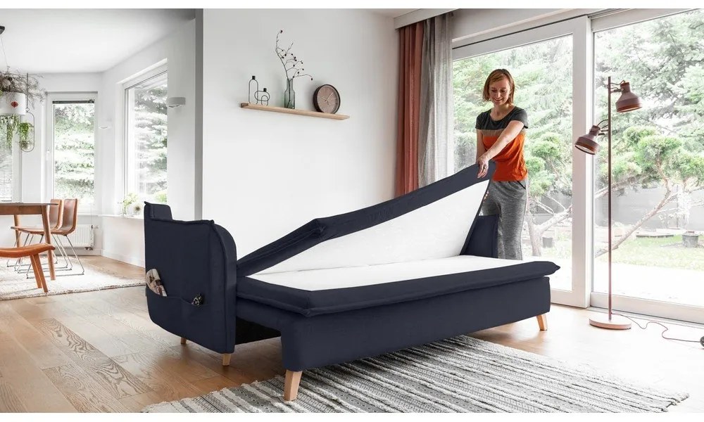 Tmavosivá/antracitovosivá rozkladacia pohovka 225 cm Charming Charlie – Miuform