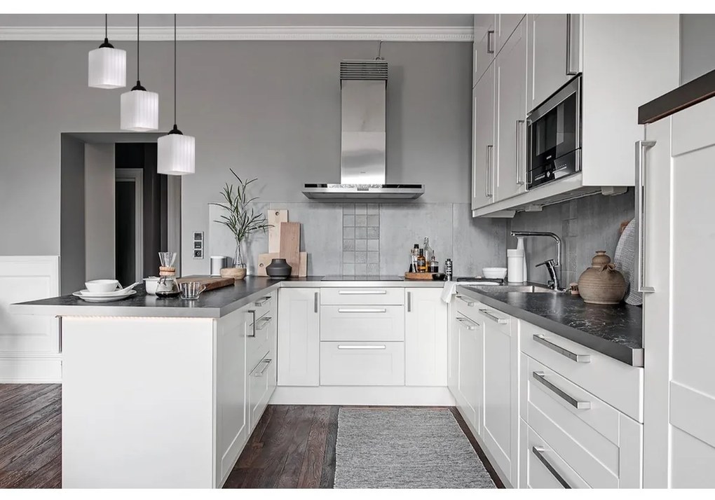 Závesné svietidlo Riffle Square, 3x biele sklenené tienidlo, b, o