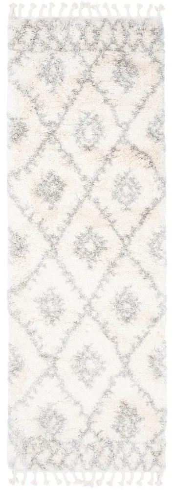 Kusový koberec shaggy Azteco krémovo sivý atyp 70x250cm