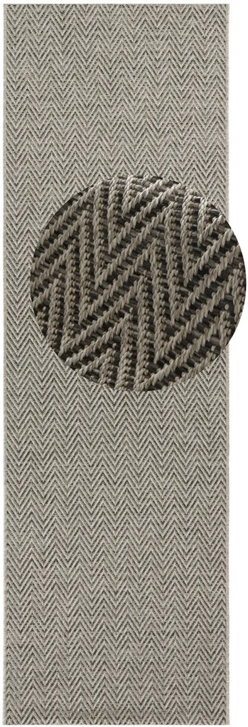 BT Carpet, Behúň Nature 104269 Grey / Anthracite – na von aj na doma, 80x250, šedá, chodba / predsieň