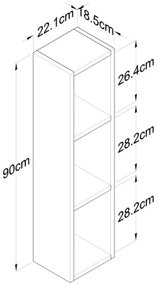 Nástenná polica RANI 22,1x90 cm hnedá