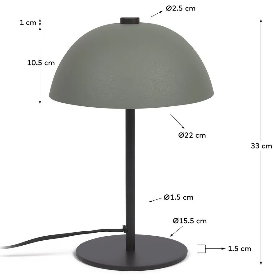 Zelená stolová lampa s kovovým tienidlom (výška 33 cm) Aleyla - Kave Home