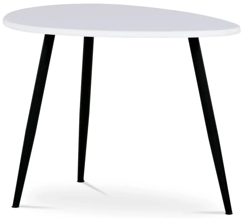 Konferenční stůl, MDF deska, bilý matt, černý kov