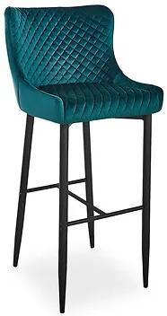 Barová stolička: COLIN B VELVET H-1 - kov/ tkanina zelená (Bluvel 78)