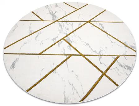 Koberec okrúhly EMERALD exkluzívne 1012 glamour, štýlový mramor, geometrický krém / zlato Veľkosť: kruh 120 cm