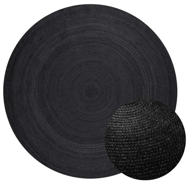 Koberec Hanse Home Jute Braided Rangpur čierny kruh
